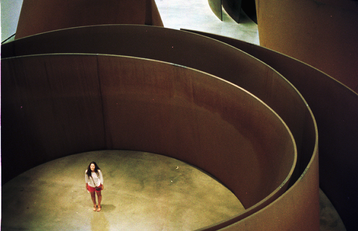 Girl inside Richard Serra's piece, Guggenheim Bilbao